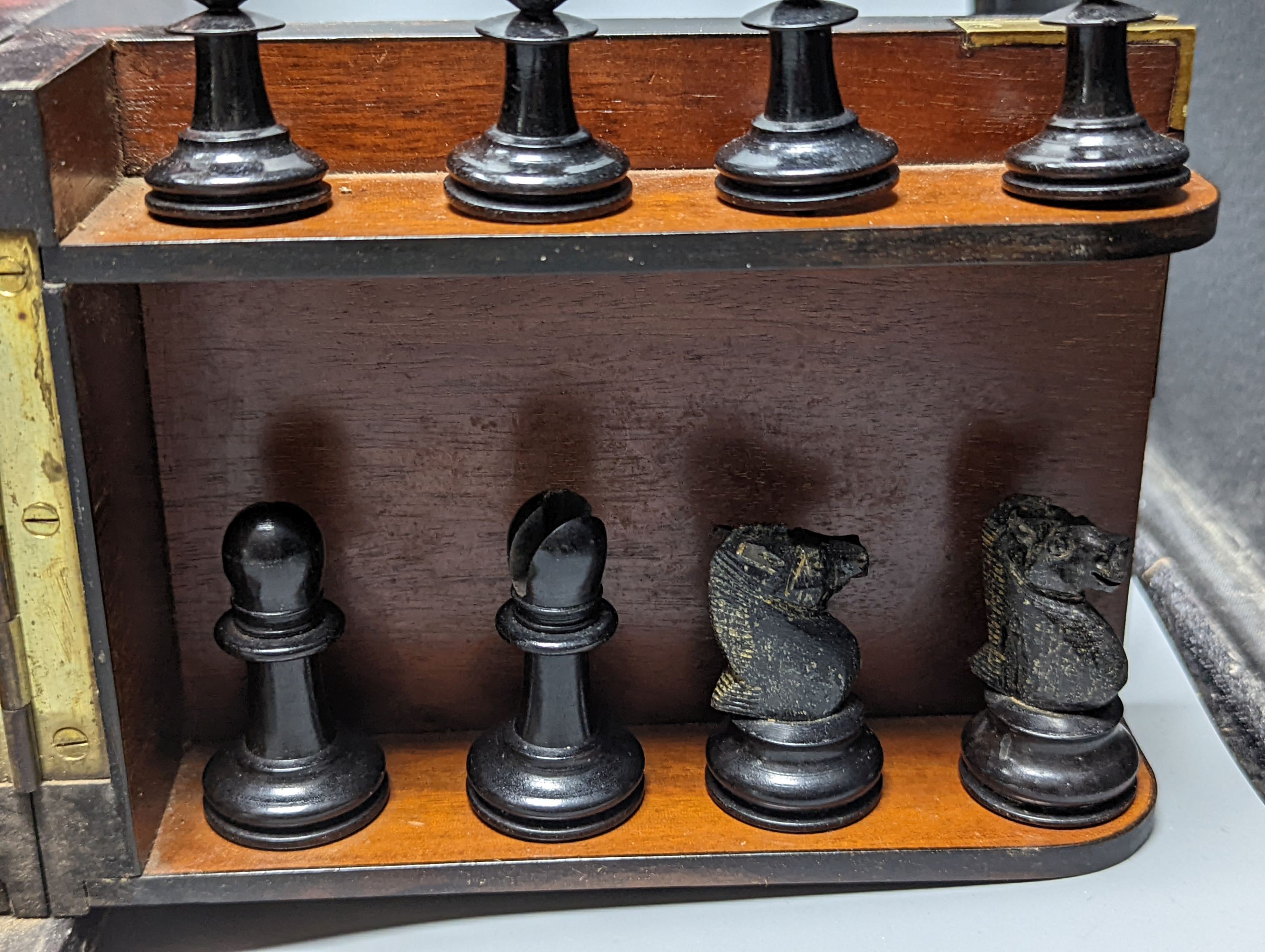 A Victorian burr walnut games compendium, 33cm wide